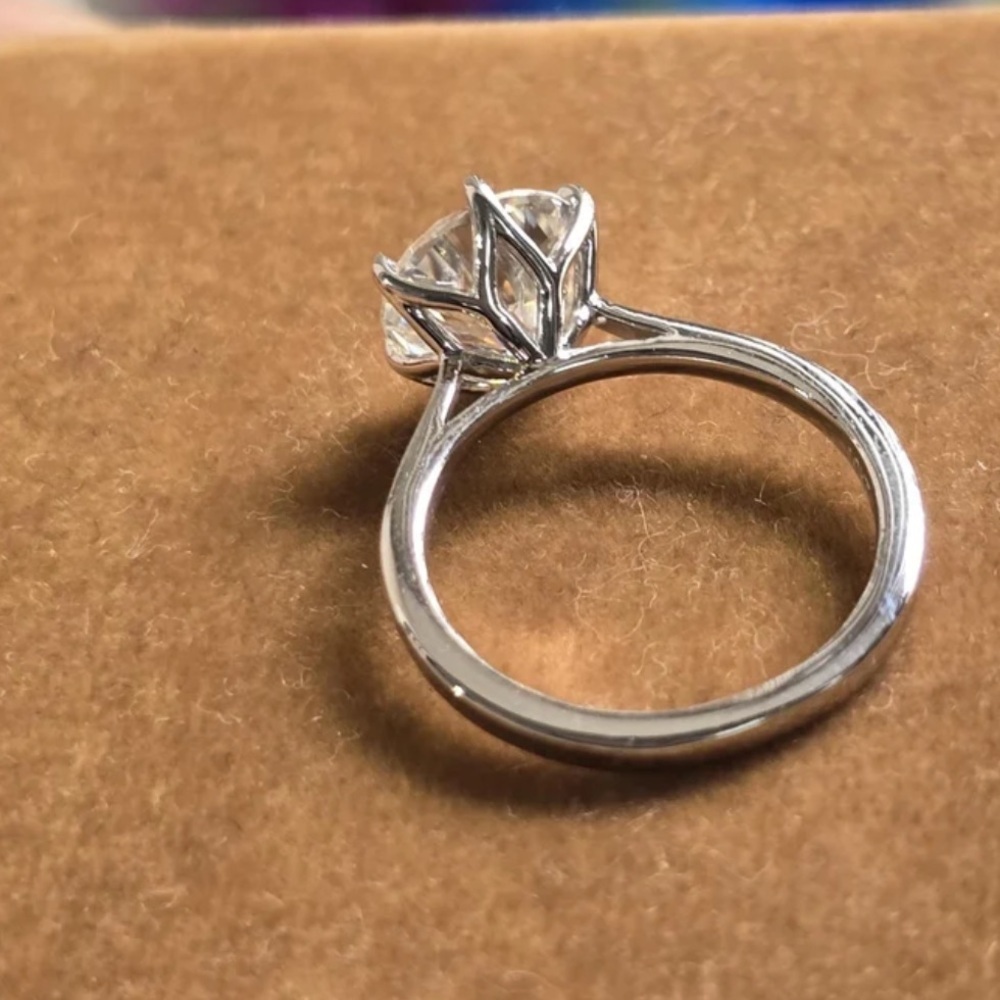 Unique Engagement 4CT Tulip , Cathedral setting ring white gold plated size 8 - Picture 4 of 9